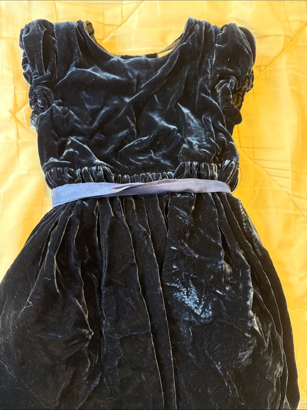 Ralph Lauren Velvet Navy Girls' Formal Dress with Waist Sash